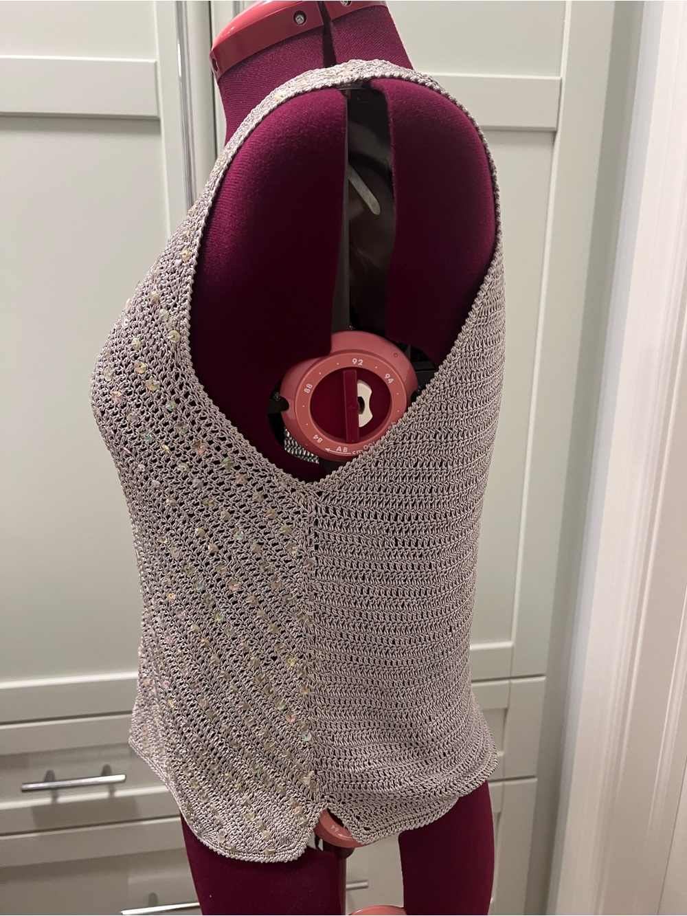 Vintage BLUEBERRY HILL 100% Rayon Sequined Beaded Knit Sleeveless Tank Top Sz L - Picture 4 of 9